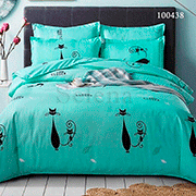 Комплект постельного белья Selena Коты Египетские бирюзовые 100438