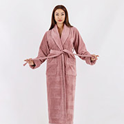 Халат жіночий довгий із шалевим коміром Nusa NS-3883 pudra