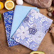 Набір із 3 вафельних кухонних рушників 617 Blue roses Mirson