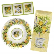 Набір із менажниць та блюда з меламіну 3 предмети Аромат лимона Certified International 32765 різнокольоровий