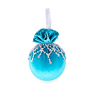 Елочный шар с ажурным украшением Бирюзовая подвеска 10см Lefard 085-150