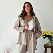 Сорочка бавовняно-лляна oversize Прованс корда