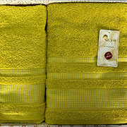 Набір махрових рушників жаккард Arya Hera жовтий