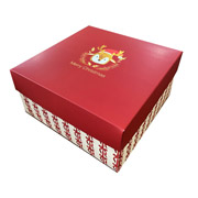 Коробка подарункова новорічна 200х200х100 мм Золотий Оленя червона