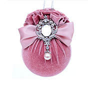 Елочный шар с бантом и брошкой Розовая жемчужина 10см Lefard 085-025