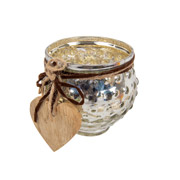 Підсвічник скляний декоративний з дерев'яним серцем 8x9 см Lefard 876-064