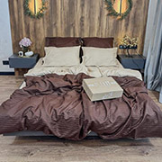 Постільна білизна SS-3012 сатин-страйп LeLIT бежево-коричневий