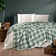 Спальний комплект Plaid green First choice плед, простирадло і наволочки