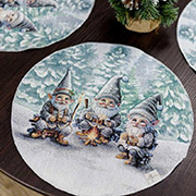 Серветка новорічна гобеленова кругла Казкові гноми Прованс