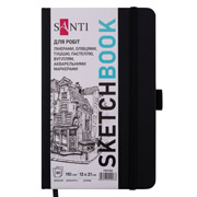 Скетчбук для графіки 13х21 см 80 л. тверда обкладинка Santi 743182 чорний