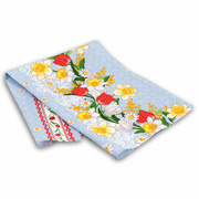 Вафельний кухонний рушник Весняні квіти 2 Руно блакитний