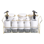 Набір для спецій та рідких текстур на підставці 8 шт Yiwu HP-1360W білий