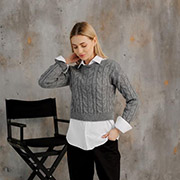 Кроп-джемпер жіночий в'язаний Ассоль Art Knit сірий з люрексом