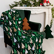 Плед в'язаний Ялинка Прованс зелений