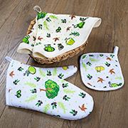 Кухонний набір Lotus Daily Olive рукавиця, прихватка і рушник