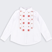 Лляна вишиванка для дівчинки РБ201 Бембі 106-білий-вишивка