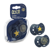 LOVI Пустышка силиконовая динамическая 3-6 м 2 шт. Stardust синяя