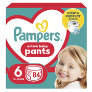 Підгузки-трусики дитячі 13-19 кг розмір 6 84 шт Active Baby-Pants Giant Pampers 8006540069530