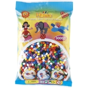 Набір кольорових намистин Hama термомозаіка 3000 елементів 10 кольорів Midi 5+ 201-00