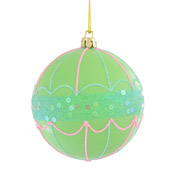 Новорічна іграшка Куля Парасолька з глітером і паєтками зелений 972820