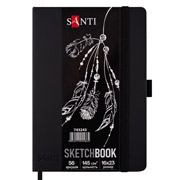 Скетчбук для графіки 16х23 см 56 л тверда обкладинка Santi 743243 чорний