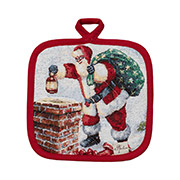 Прихватка кухонная новогодняя гобеленовая Санта Снежная зима Прованс 20х20 см в ассортименте