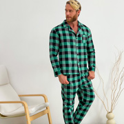 Піжама чоловіча фланелева Cosy F201P клітина зелено-чорна