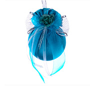 Елочный шар 10 см с бантом и розочкой Бирюзовая подвеска Lefard 085-174