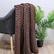 Флісовий плед Коса жакард Home Line шоколадний