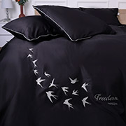 Постільна білизна 0055 Black Pearl Freedom сатин-elit MirSon з вишивкою