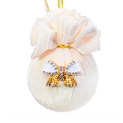 Елочный шар с аксессуаром бант Шампань 8см Lefard 085-203