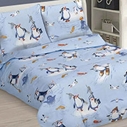 Підліткова постільна білизна Пінгвінчики blue 101431 бязь-люкс Selena