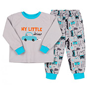 Пижама байковая для мальчика ПЖ55 Бемби W01-светло-серый