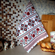 Рушник вафельний кухонний Традиції ТМ Emily червоний