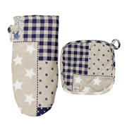 Набір прихватка і рукавиця Печворк синій Прованс