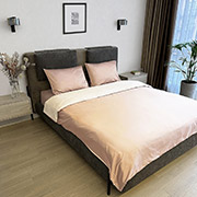 Двостороння постільна білизна Venezia преміум-сатин Sonex персик-шампань