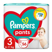Підгузки-трусики дитячі 6-11 кг розмір 3 56 шт Active Baby-Pants Midi Pampers 8006540068663
