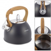 Чайник із нержавіючої сталі зі свистком 2.5 л Kamille 1096 чорний