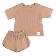 Костюм для дівчинки КС818 футболка і шорти Бембі трикотаж-вафелька H00-коричневий