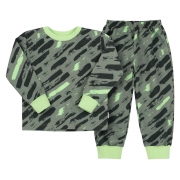 Піжама утеплена з байки для хлопчика Бембі PG55 хакі салатова