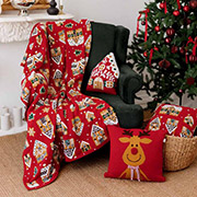 Плед в'язаний Імбирні будиночки Прованс червоний