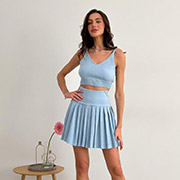 В'язана спідниця пліссе Kayla Art Knit блакитна