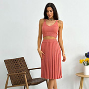 В'язана спідниця пліссе Joy Art Knit коралова