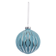 Куля новорічна 8 см Novogod'ko 973841 світло-блакитна матова орнамент