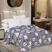 Флісовий плед Гуси сірий Love you