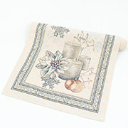 Раннер гобеленовий новорічний з люрексом Срібна пуансеттия Villa Grazia Premium