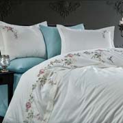 Постільна білизна з сатину з вишивкою Ruya krem ??Dantela Vita кремова