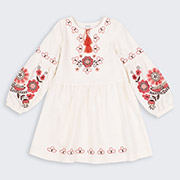 Сукня лляна з вишивкою ПЛ379 Бембі 206-молочний