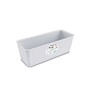 Вазон пластиковий прямокутний 5,3л Natural 40х16х13 см з автополивом Stefanplast 73700 білий