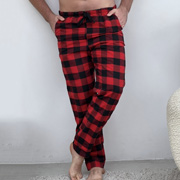 Штани піжамні чоловічі фланелеві Cosy F700P клітина чорно-червоні
